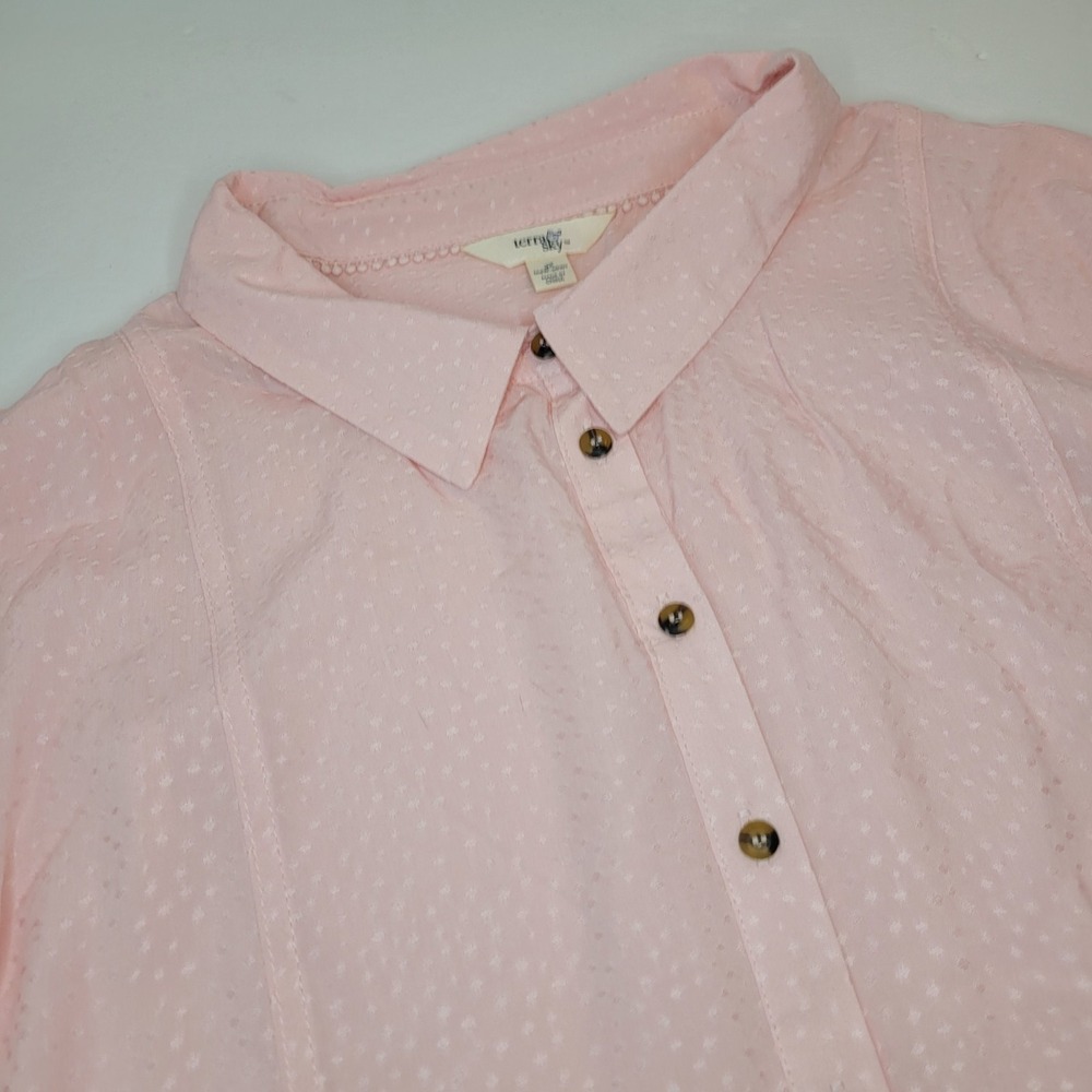 Terra & Sky Pink Drop‎ Waist Blouse Plus Size 3X Flowy Career Casual